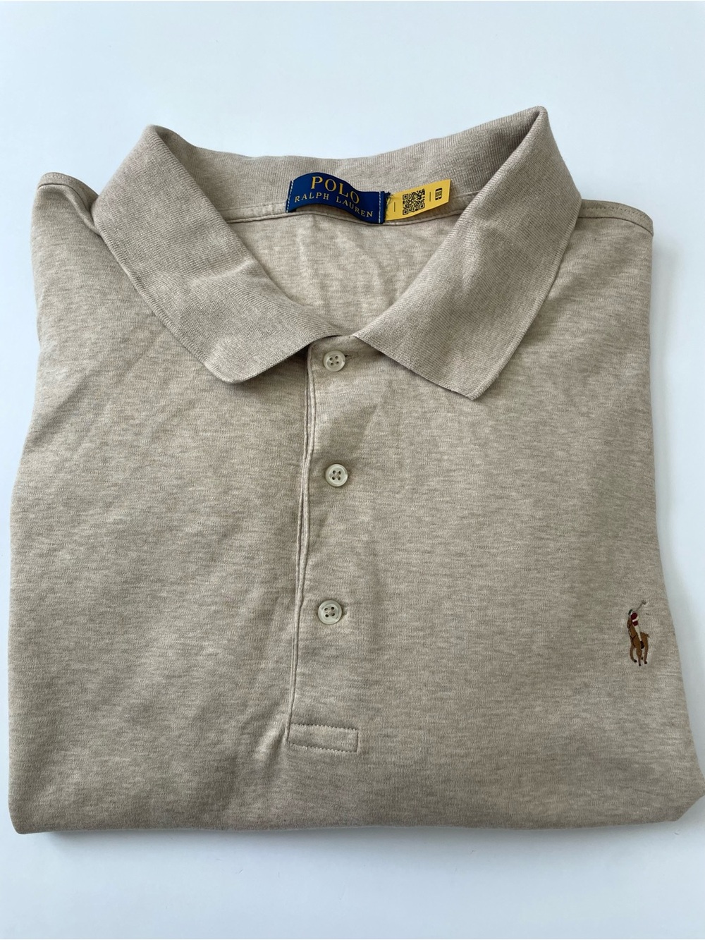 Polo by Ralph Lauren Men’s 5XB Stone Beige Polo Shirt with Embroidered Pony